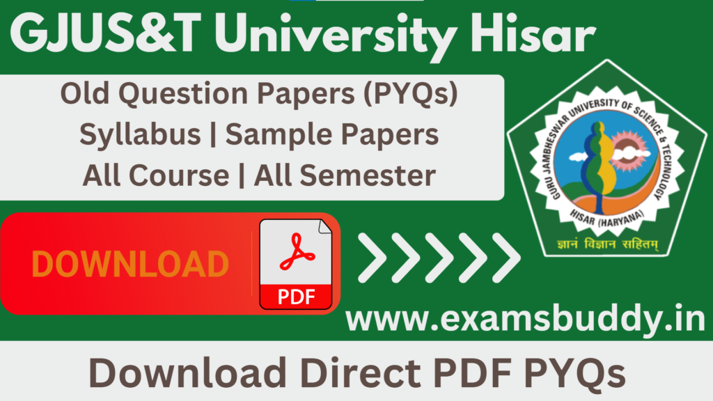 GJU University Hisar Old Question Papers Download Previous Question Papers