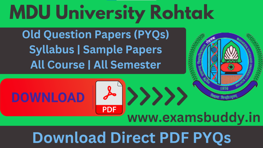 MDU University Rohtak Old Question Papers Download Previous Year Question Papers