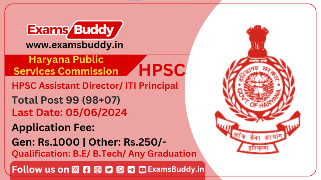 HPSC Assistant Director 98 Vacancy Online Form 2024