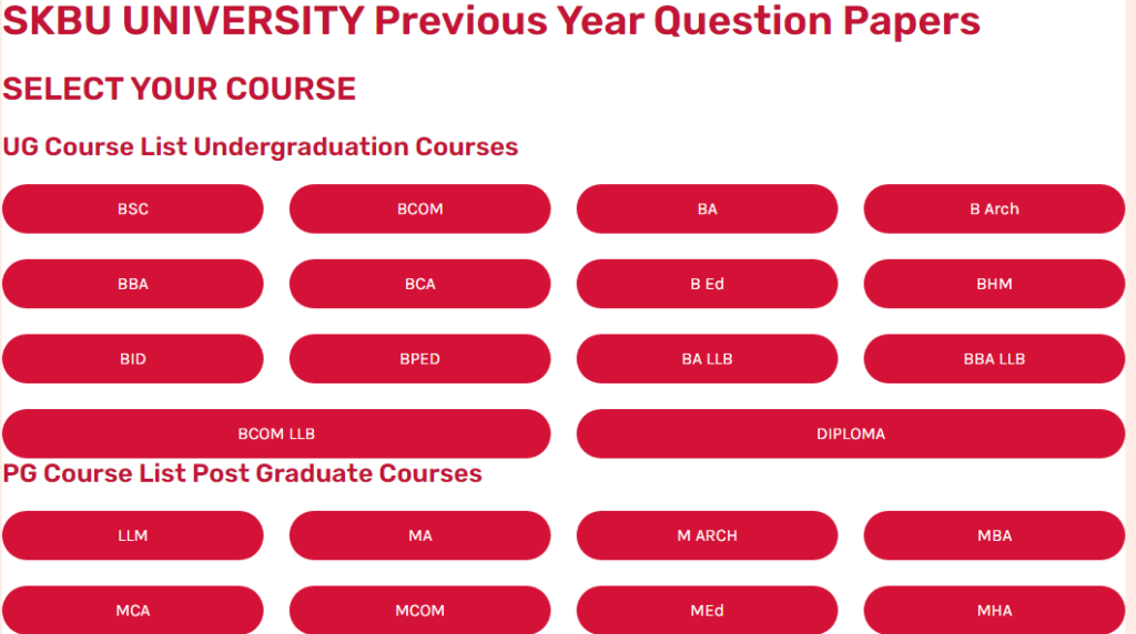 SKBU University West Bengal Old Question Paper Download