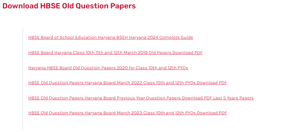 HBSE Class 10 and 12 Old Question Papers HBSE HOS Question Papers