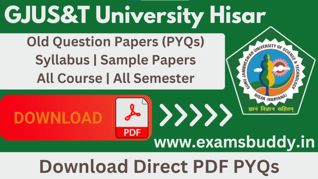 GJU University Old Question Papers GJU University Hisar PYQs